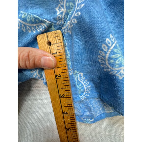 Vineyard Vines Women's Linen Shorts Drawstring Relaxed Fit Paisley Size M Blue - Picture 8 of 11